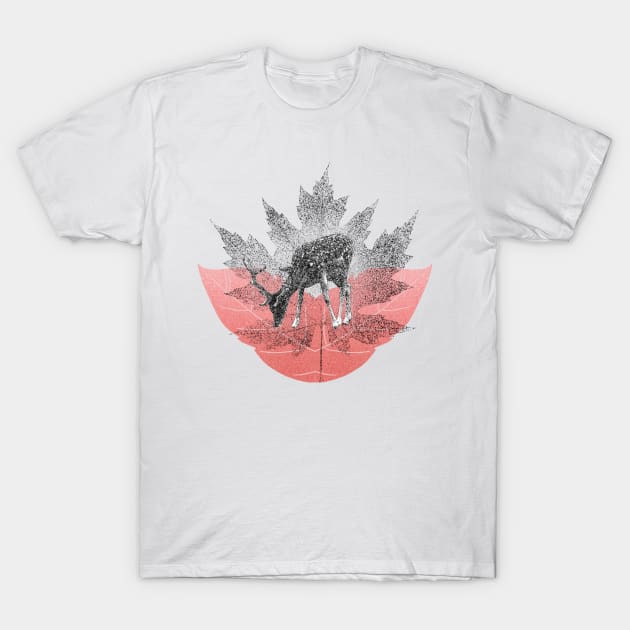 Deer throw Maple tree leaf illustration T-Shirt by Choulous79